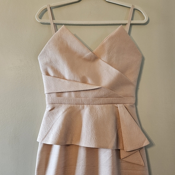 BCBGMaxAzria Gracie Strapless Peplum Corset Long Cocktail Gown Bare Pink Size 6. - Picture 9 of 16
